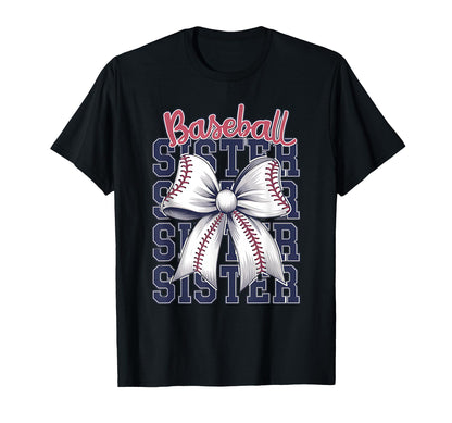 Baseball Sister Coquette Bow T-Shirt - Graphic Print Men Women - T-Shirt, Sweatshirt, Hoodie