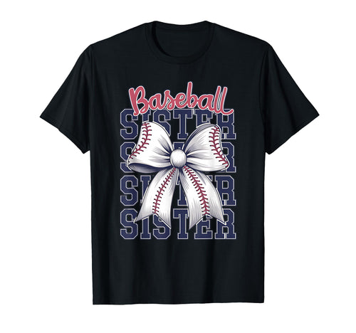 Baseball Sister Coquette Bow T-Shirt - Graphic Print Men Women - T-Shirt, Sweatshirt, Hoodie