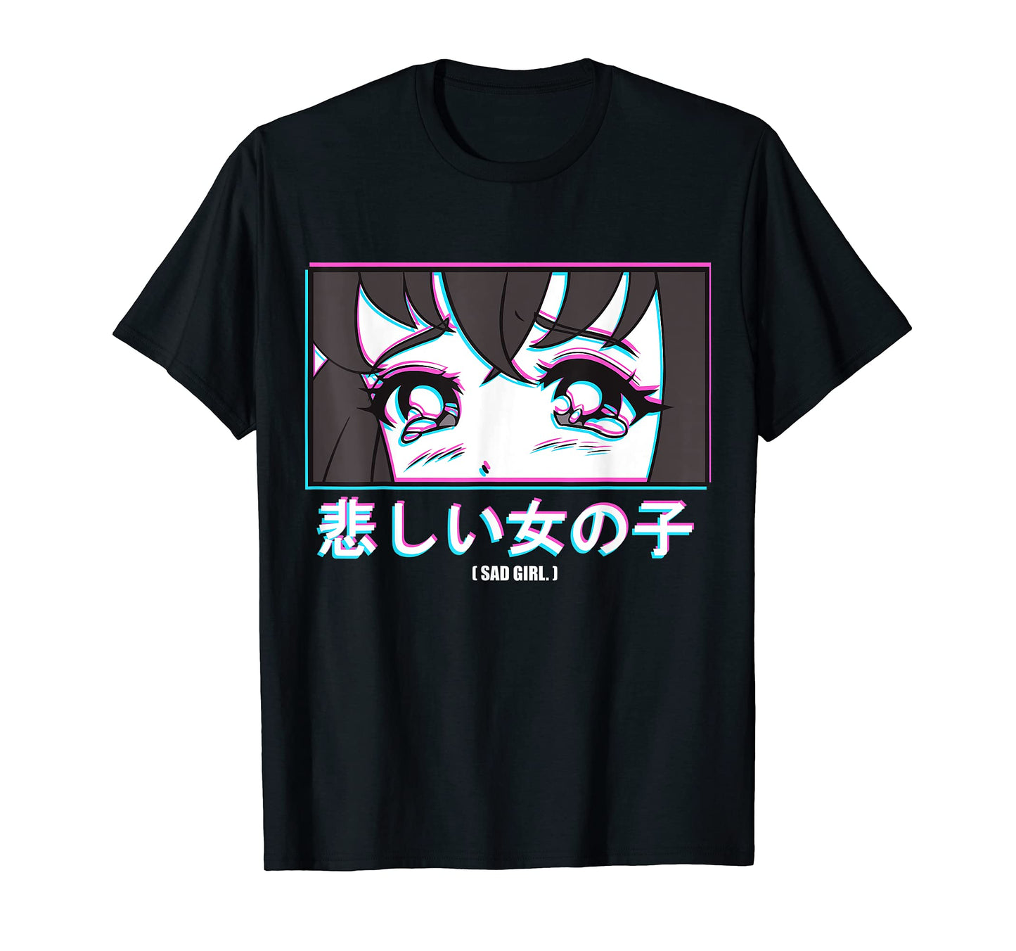 Japan Sad Anime Glitch Aesthetic T-Shirt - Custom Art Print Unisex - T-Shirt, Sweatshirt, Hoodie