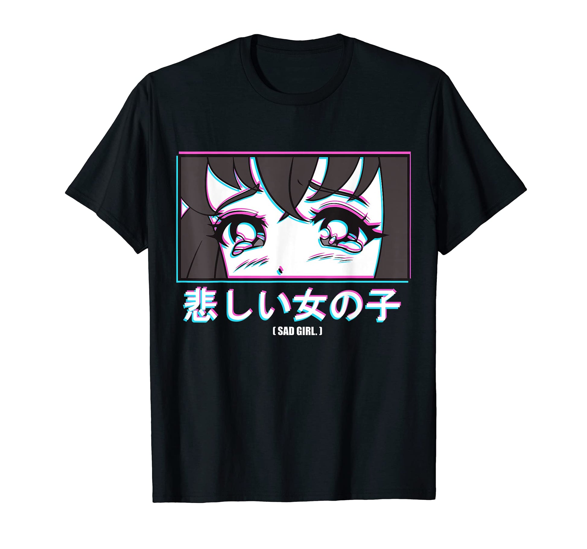 Japan Sad Anime Glitch Aesthetic T-Shirt - Custom Art Print Unisex - T-Shirt, Sweatshirt, Hoodie