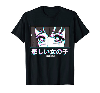 Japan Sad Anime Glitch Aesthetic T-Shirt - Custom Art Print Unisex - T-Shirt, Sweatshirt, Hoodie