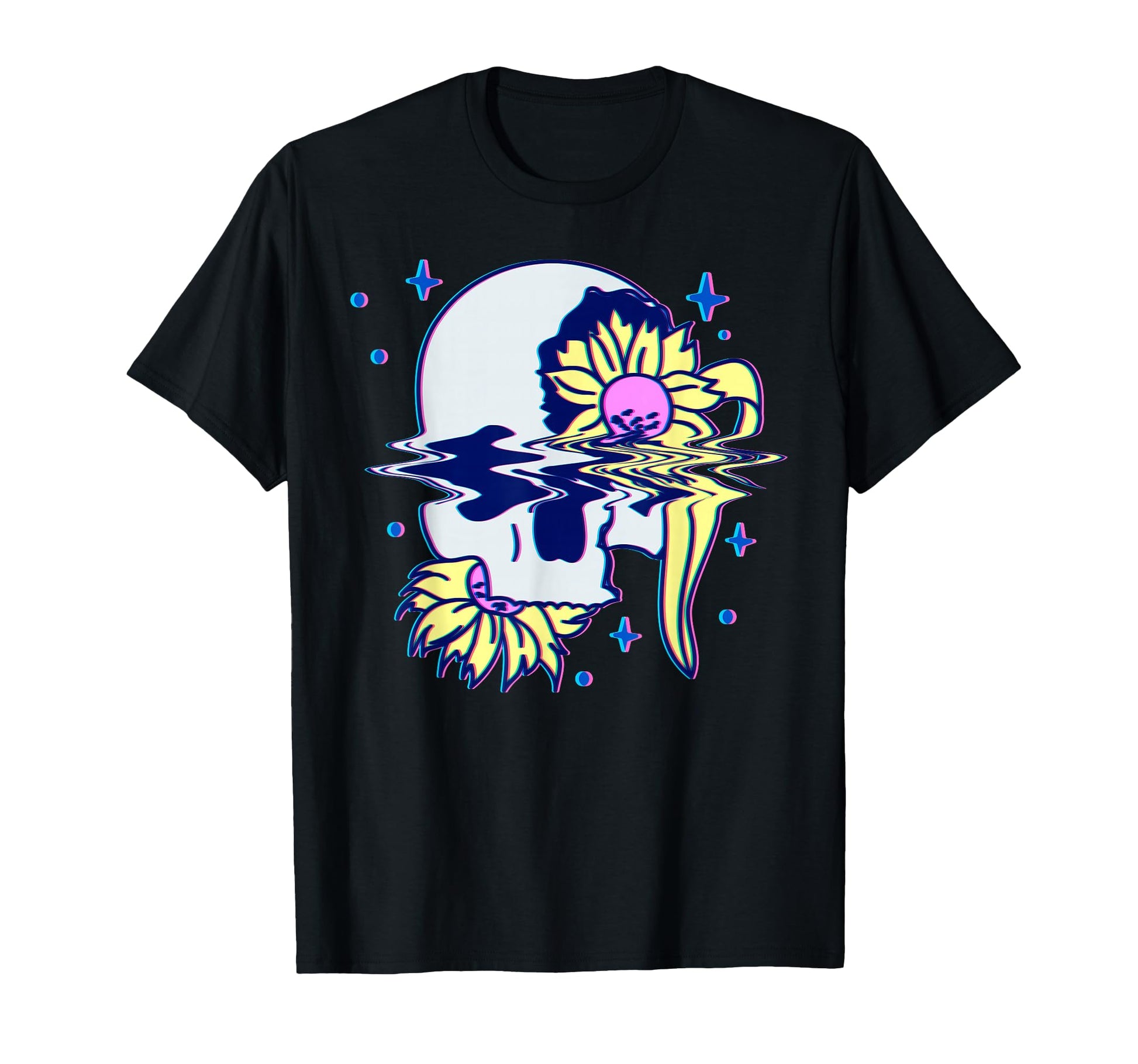 Pastel Goth Skull And Flowers T-Shirt - Casual Everyday Wear for Adults - T-Shirt, Sweatshirt, Hoodie