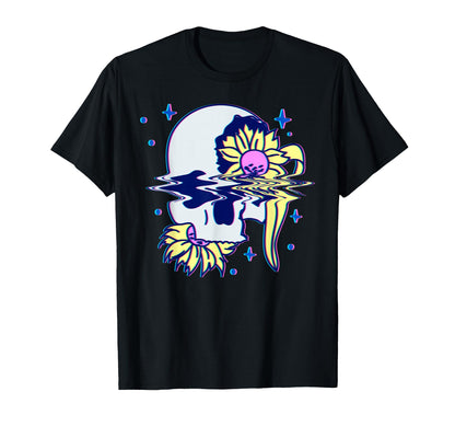 Pastel Goth Skull And Flowers T-Shirt - Casual Everyday Wear for Adults - T-Shirt, Sweatshirt, Hoodie