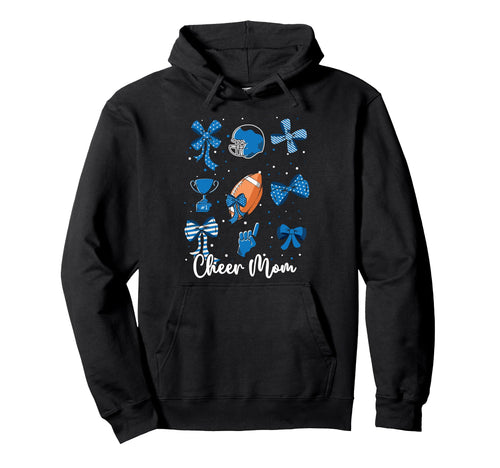 Football Blue Coquette Bow Cheer Mom Hoodie - Unique Graphic for Adults - T-Shirt, Sweatshirt, Hoodie