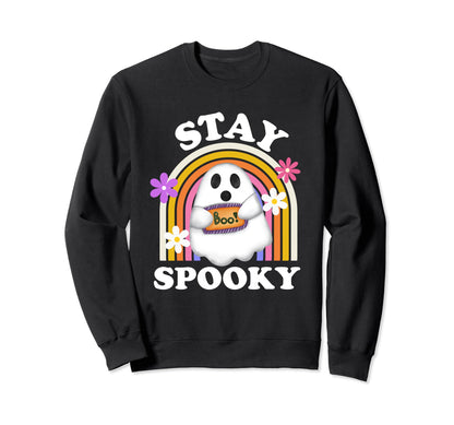 Happy Halloween Ghost Rainbow Sweatshirt - Custom Art Print for Adults - T-Shirt, Sweatshirt, Hoodie
