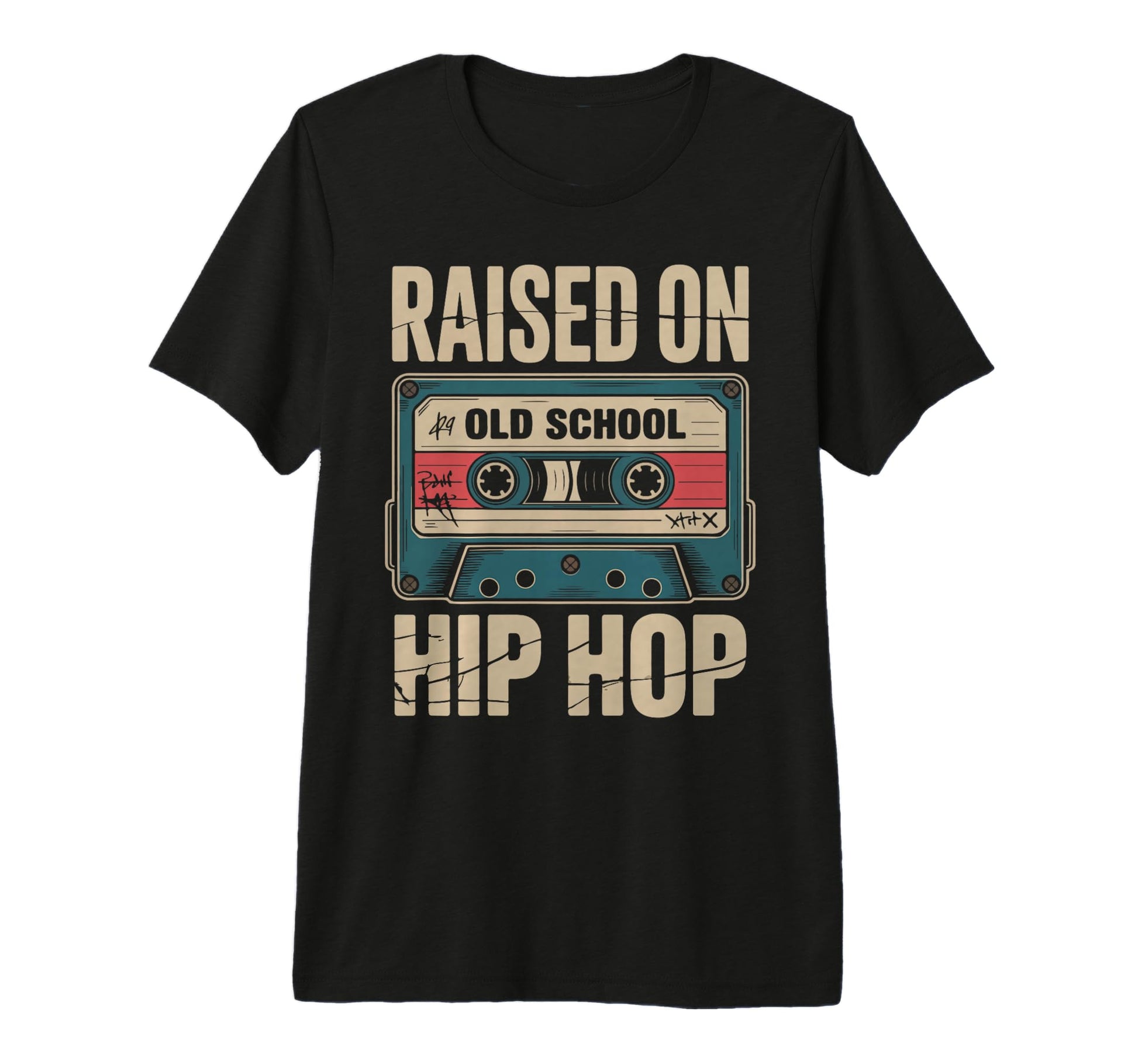 Raised Old School Hip Hop Cassette T-Shirt - Custom Art Print Unisex - T-Shirt, Sweatshirt, Hoodie