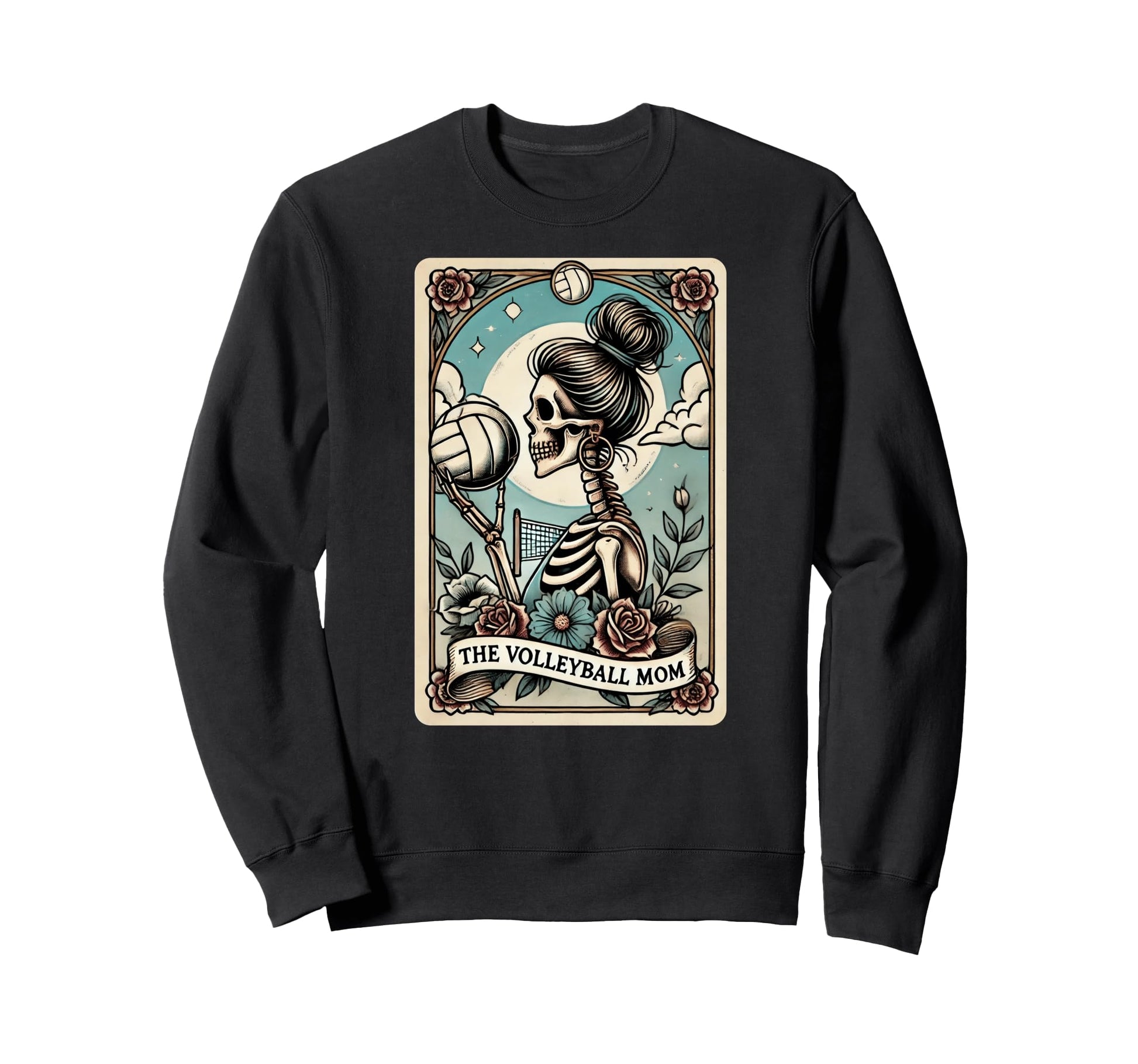 Volleyball Mom Tarot Card Skeleton Sweatshirt - Minimalist Print Unisex - T-Shirt, Sweatshirt, Hoodie