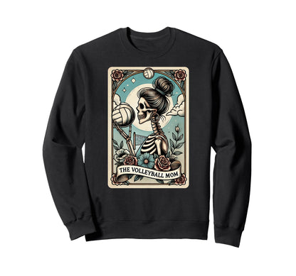 Volleyball Mom Tarot Card Skeleton Sweatshirt - Minimalist Print Unisex - T-Shirt, Sweatshirt, Hoodie