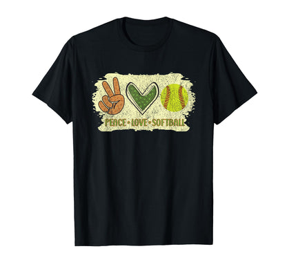 Peace Love Softball T-Shirt - Casual Everyday Wear Men Women - T-Shirt, Sweatshirt, Hoodie
