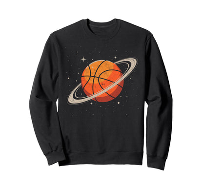 Basketball Ball Saturn Rings Sweatshirt - Casual Everyday Wear for Adults - T-Shirt, Sweatshirt, Hoodie