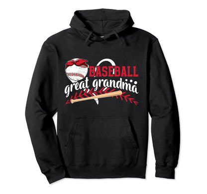 Baseball Great Grandma Heart Baseball Hoodie - Minimalist Print for Adults - T-Shirt, Sweatshirt, Hoodie