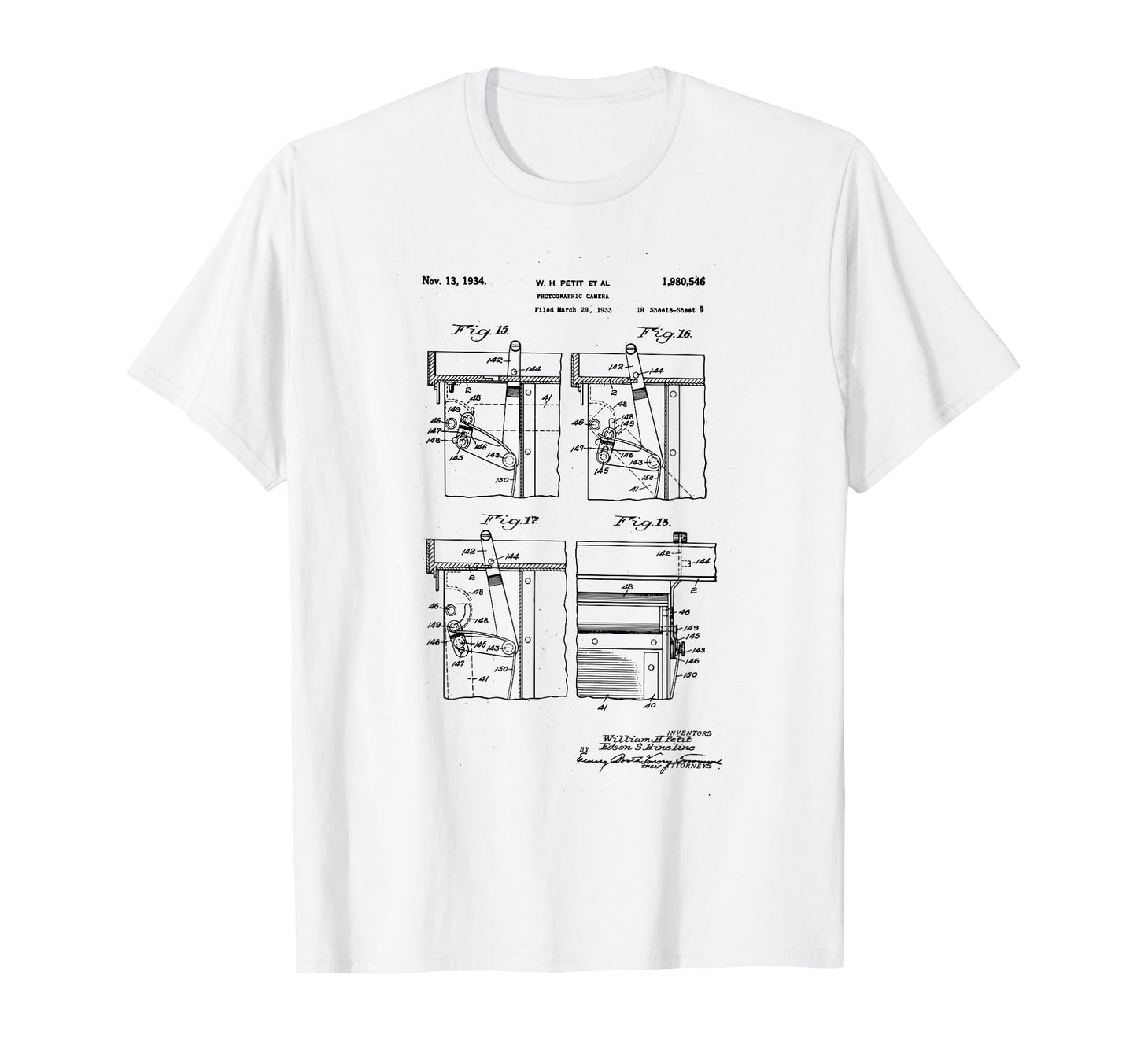 Camera Photographic Patent 1934 Drawing T-Shirt - Graphic Print for Adults - T-Shirt, Sweatshirt, Hoodie