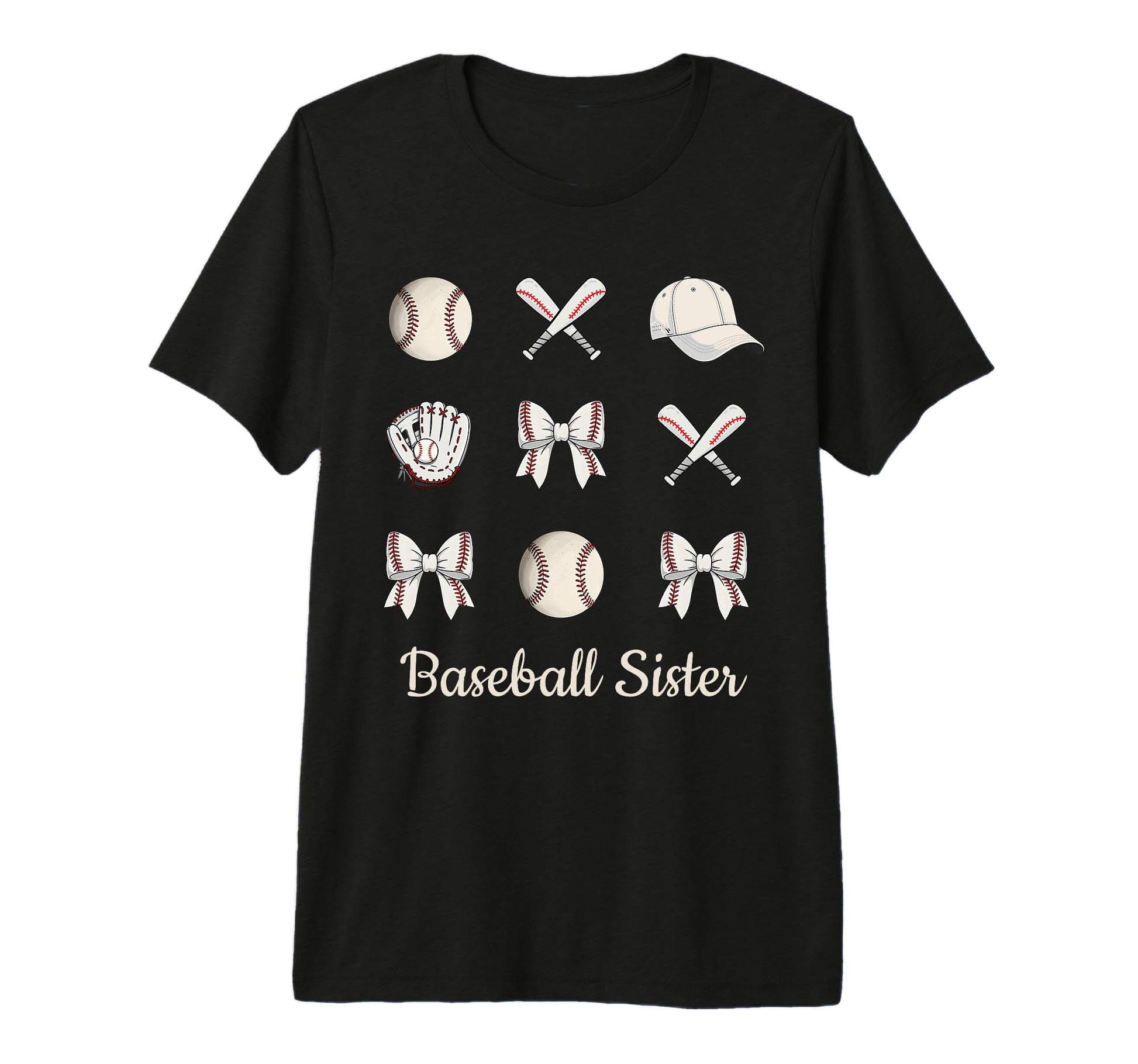 Baseball Sister Coquette Bow Sports T-Shirt - Unique Graphic Men Women - T-Shirt, Sweatshirt, Hoodie