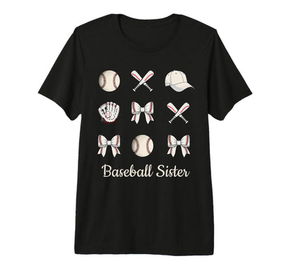 Baseball Sister Coquette Bow Sports T-Shirt - Unique Graphic Men Women - T-Shirt, Sweatshirt, Hoodie
