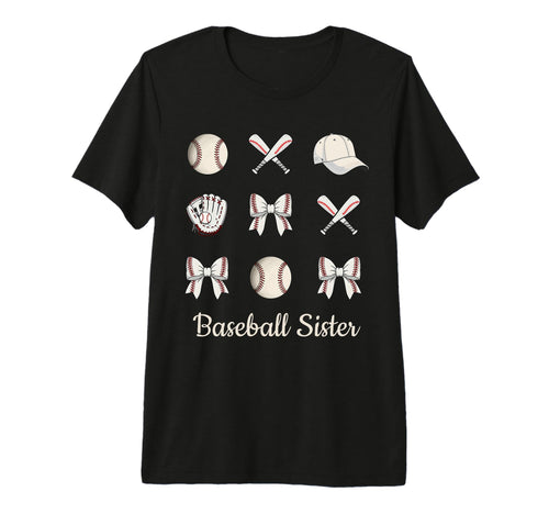 Baseball Sister Coquette Bow Sports T-Shirt - Unique Graphic Men Women - T-Shirt, Sweatshirt, Hoodie