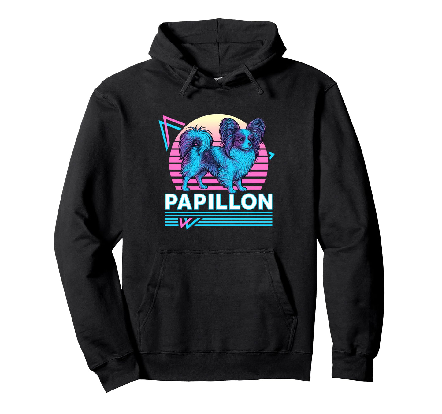 Papillon Dog Synthwave Aesthetic Dog Hoodie - Aesthetic Graphic for Adults - T-Shirt, Sweatshirt, Hoodie