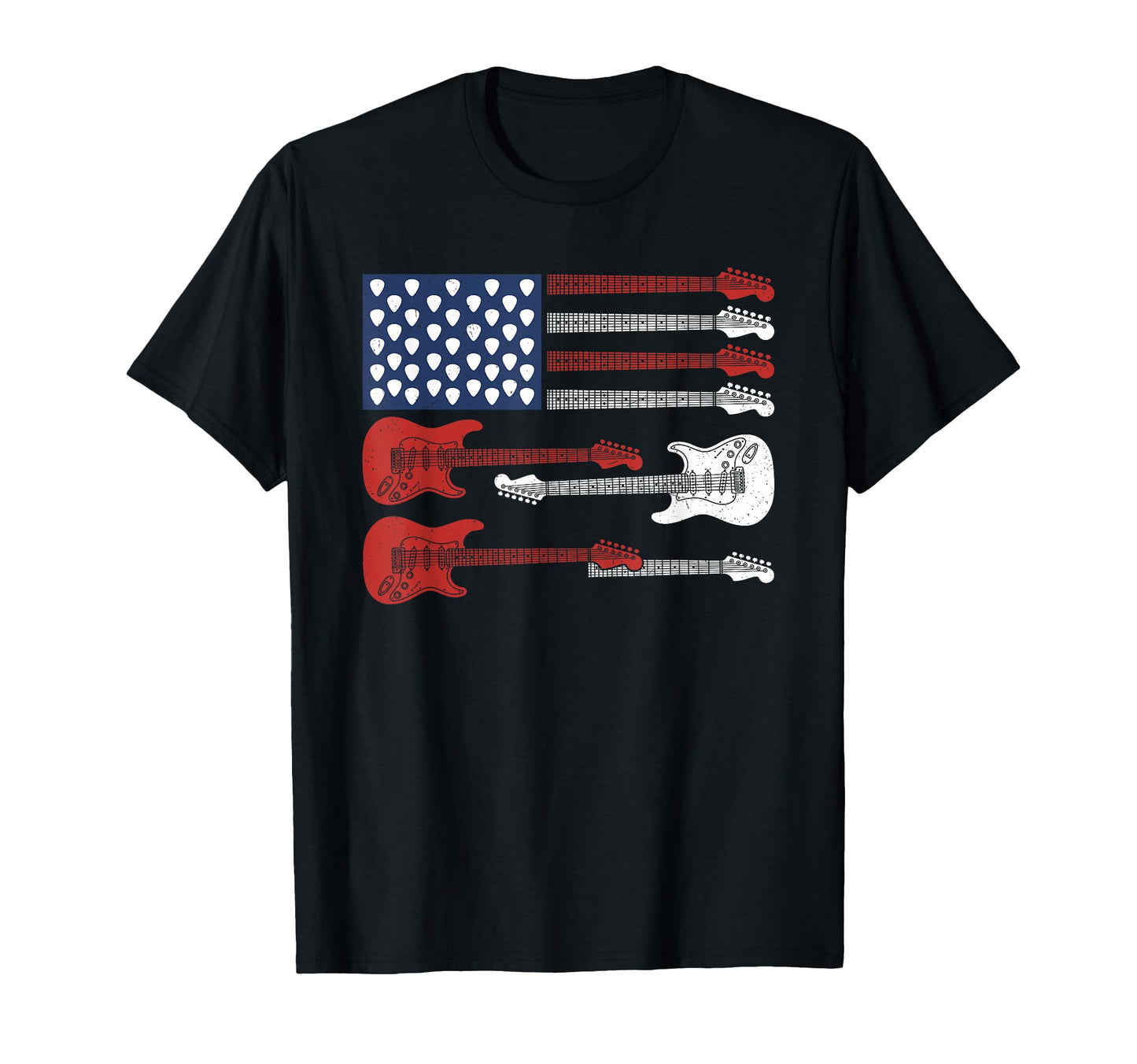 Musician Guitar Flag American T-Shirt - Casual Everyday Wear Men Women - T-Shirt, Sweatshirt, Hoodie
