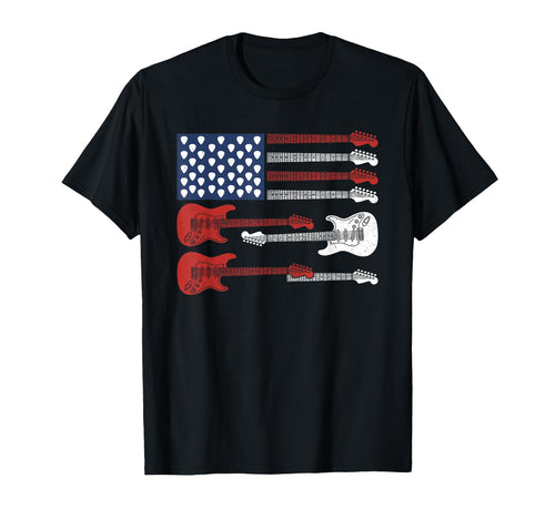 Musician Guitar Flag American T-Shirt - Casual Everyday Wear Men Women - T-Shirt, Sweatshirt, Hoodie