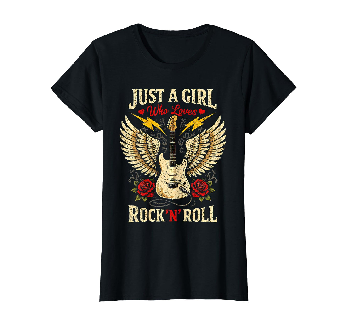 Just Who Loves Rock N Roll Guitar Rock T-Shirt - Graphic Print Men Women - T-Shirt, Sweatshirt, Hoodie