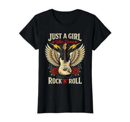 Just Who Loves Rock N Roll Guitar Rock T-Shirt - Graphic Print Men Women - T-Shirt, Sweatshirt, Hoodie