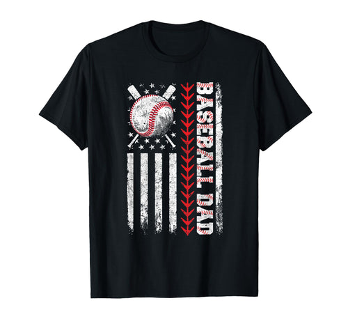 Baseball Dad American Flag Patriotic T-Shirt - Unique Graphic Men Women - T-Shirt, Sweatshirt, Hoodie