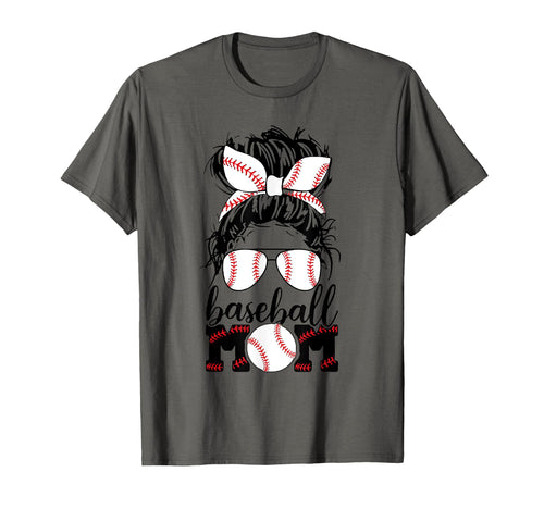 Mom Life Baseball Mom Messy Bun T-Shirt - Custom Art Print for Adults - T-Shirt, Sweatshirt, Hoodie