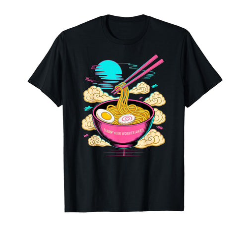 Anime Ramen Bowl Art Vaporwave T-Shirt - Trendy Graphic for Adults - T-Shirt, Sweatshirt, Hoodie