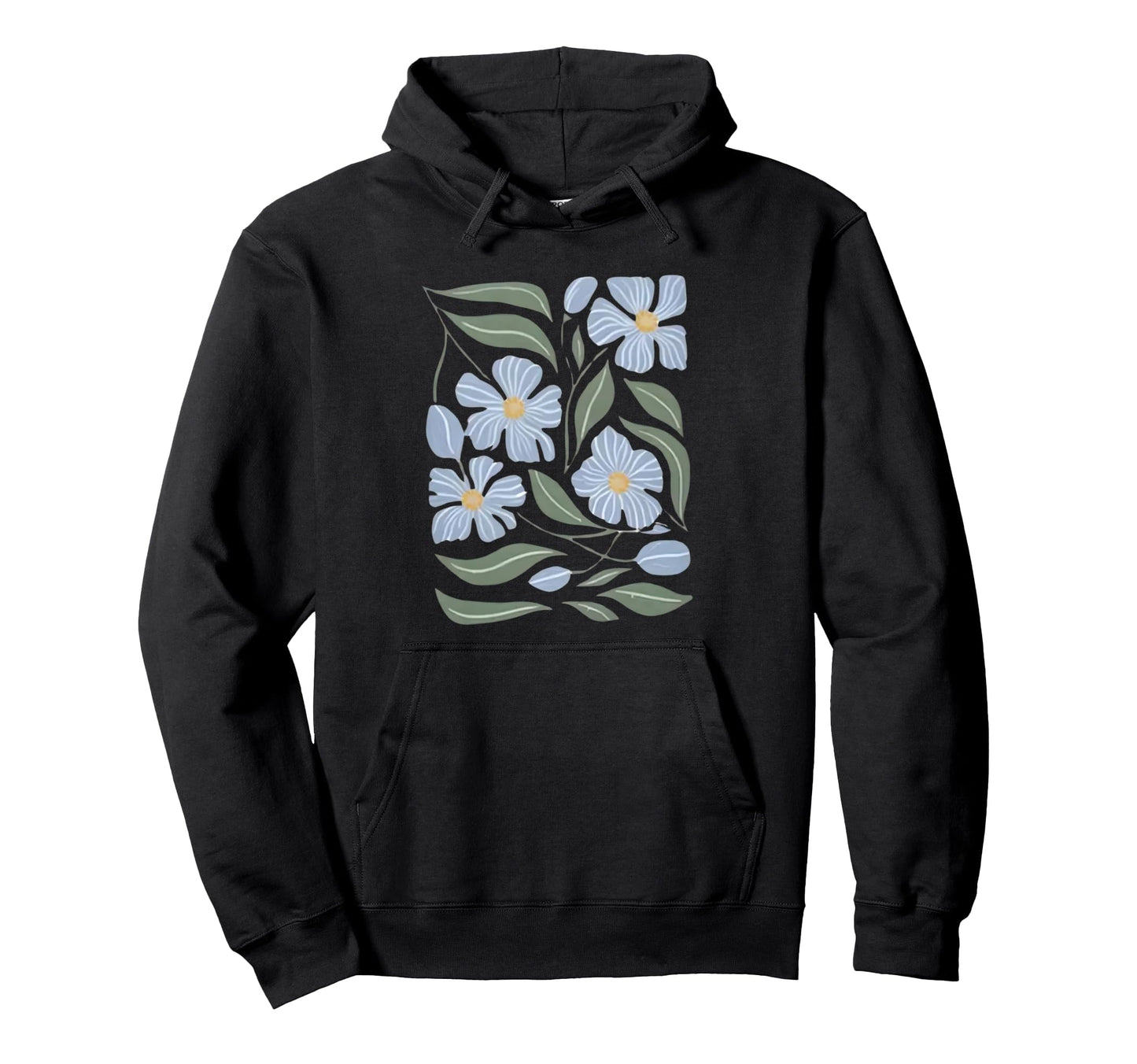 Wildflower Blue Spring Boho Floral Hoodie - Graphic Print Men Women - T-Shirt, Sweatshirt, Hoodie