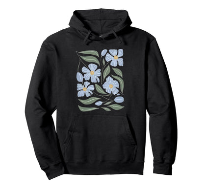 Wildflower Blue Spring Boho Floral Hoodie - Graphic Print Men Women - T-Shirt, Sweatshirt, Hoodie