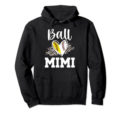 Ball Mimi Heart Baseball Softball Mimi Hoodie - Custom Art Print Men Women - T-Shirt, Sweatshirt, Hoodie