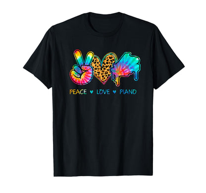 Peace Love Piano Tie Dye T-Shirt - Custom Art Print Men Women - T-Shirt, Sweatshirt, Hoodie