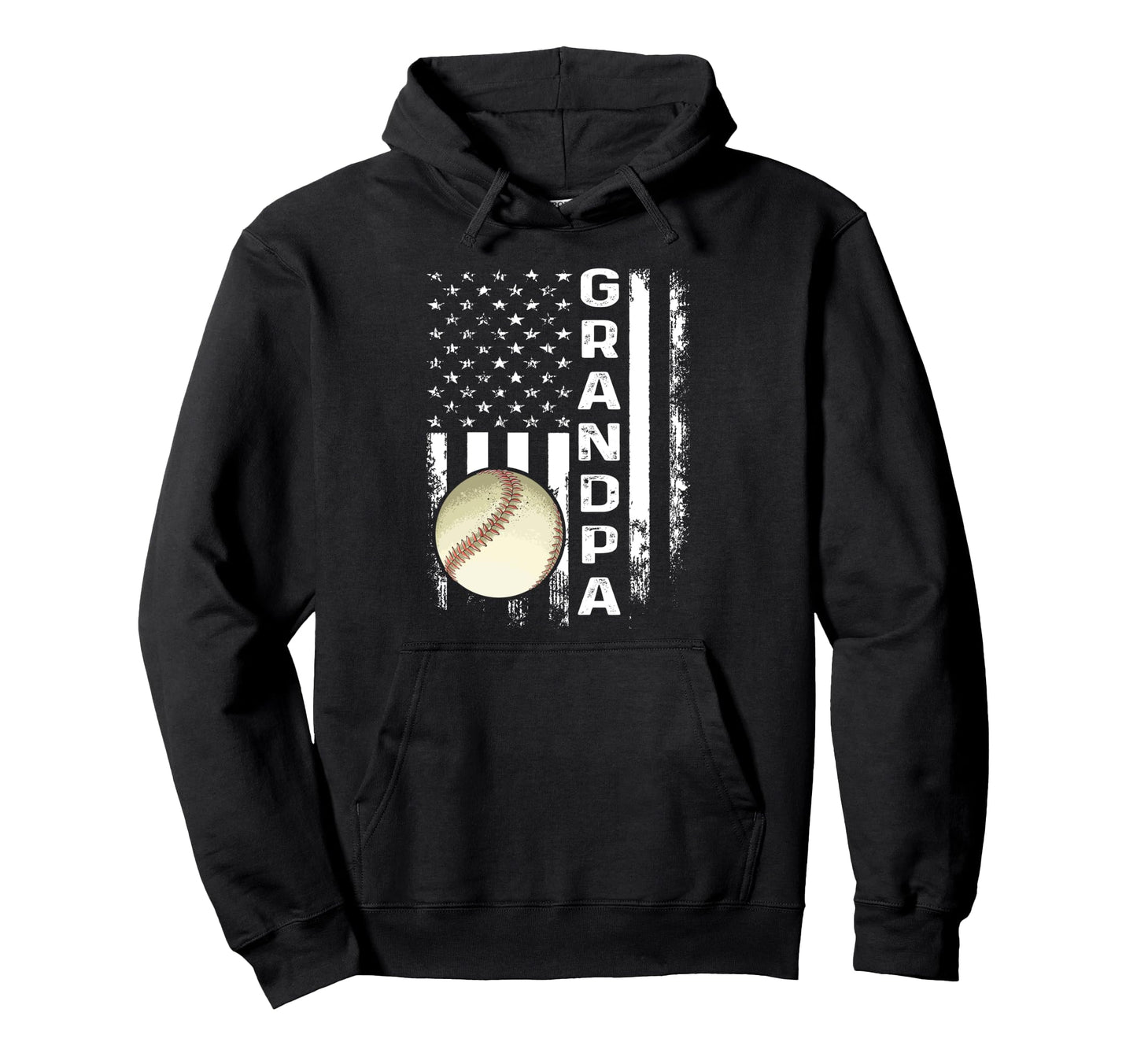 Baseball Grandpa America Flag Hoodie - Fun Novelty Design for Adults - T-Shirt, Sweatshirt, Hoodie