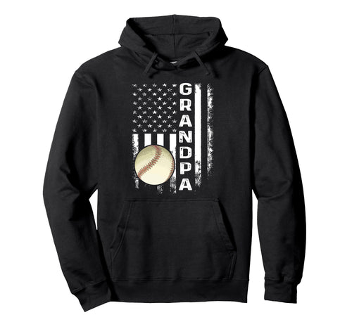 Baseball Grandpa America Flag Hoodie - Fun Novelty Design for Adults - T-Shirt, Sweatshirt, Hoodie