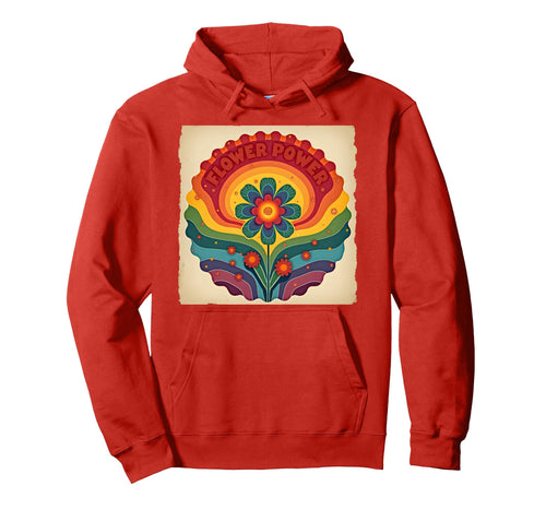 Flower Power Rainbow Floral Hippie Hoodie - Aesthetic Graphic for Adults - T-Shirt, Sweatshirt, Hoodie