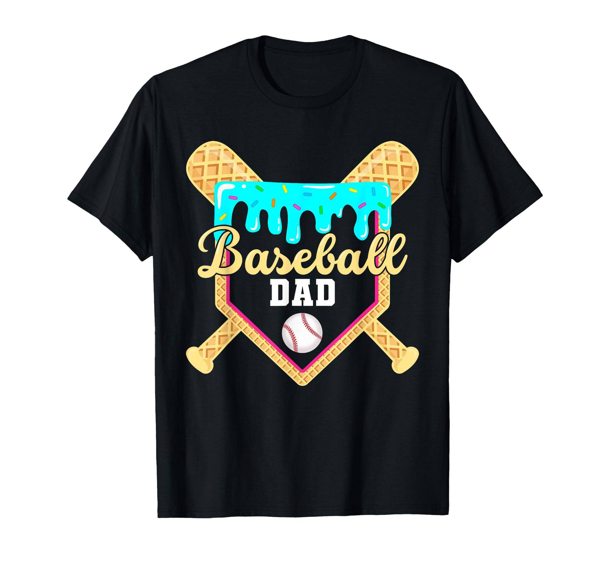 Baseball Dad Ice Cream Drip Dripping T-Shirt - Graphic Print for Adults - T-Shirt, Sweatshirt, Hoodie