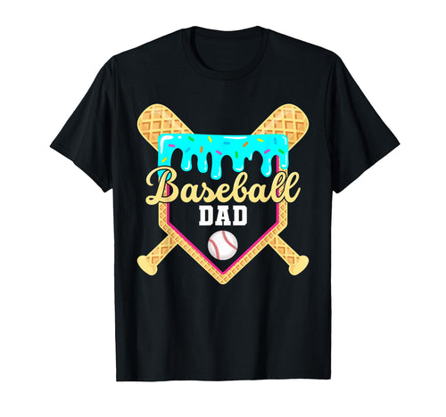Baseball Dad Ice Cream Drip Dripping T-Shirt - Graphic Print for Adults - T-Shirt, Sweatshirt, Hoodie