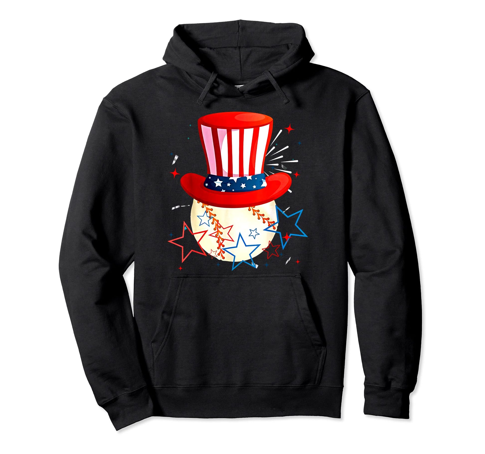 Baseball Uncle Sam 4Th July Hoodie - Casual Everyday Wear for Adults - T-Shirt, Sweatshirt, Hoodie