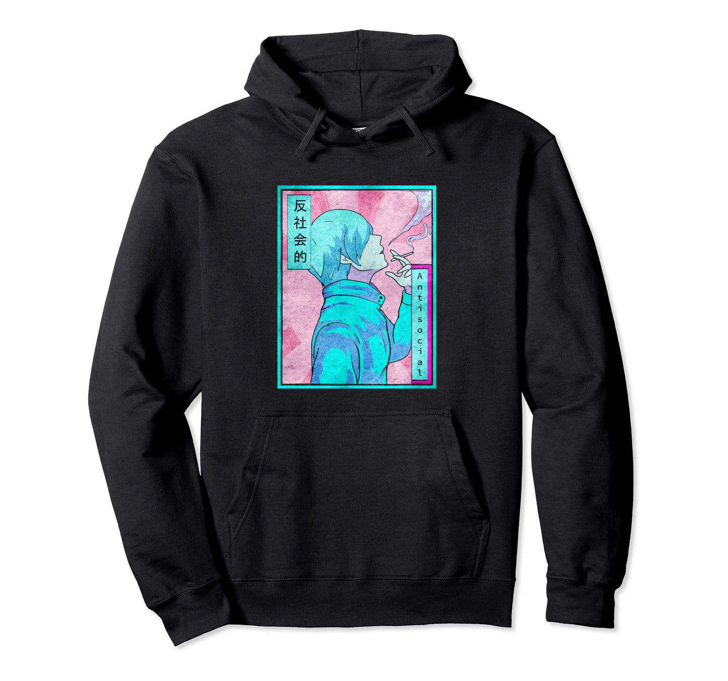 Antisocial Emo Anime Vaporwave Aesthetic Hoodie - Aesthetic Graphic Unisex - T-Shirt, Sweatshirt, Hoodie