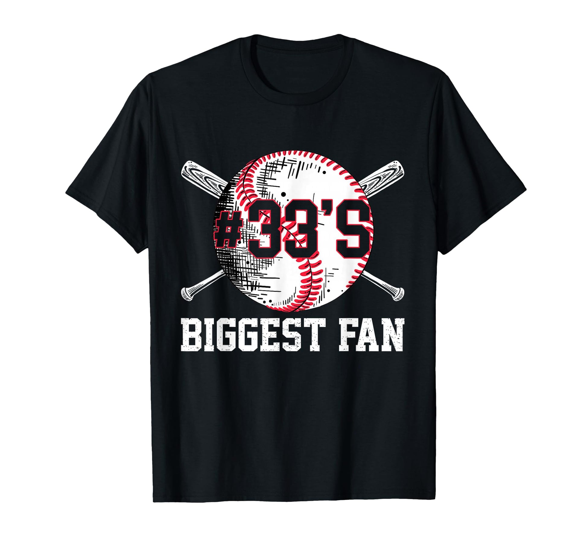 Number 33 Baseball Biggest Fan Mom T-Shirt - Minimalist Print Men Women - T-Shirt, Sweatshirt, Hoodie