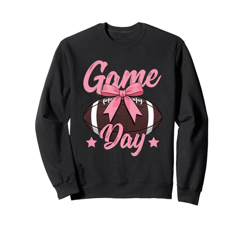 Game Day Football Mom Football Bow Sweatshirt - Fun Novelty Design Unisex - T-Shirt, Sweatshirt, Hoodie