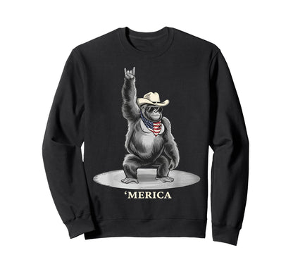 Usa Merica Gorilla 4Th July Funny Sweatshirt - Graphic Print for Adults - T-Shirt, Sweatshirt, Hoodie