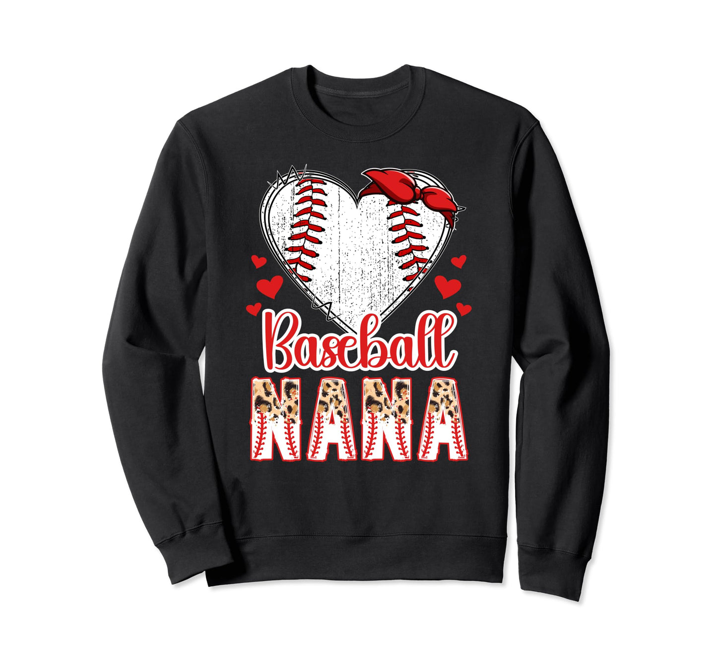 Baseball Nana Leopard Grandma Nana Sweatshirt - Aesthetic Graphic Unisex - T-Shirt, Sweatshirt, Hoodie