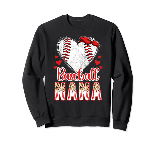Baseball Nana Leopard Grandma Nana Sweatshirt - Aesthetic Graphic Unisex - T-Shirt, Sweatshirt, Hoodie