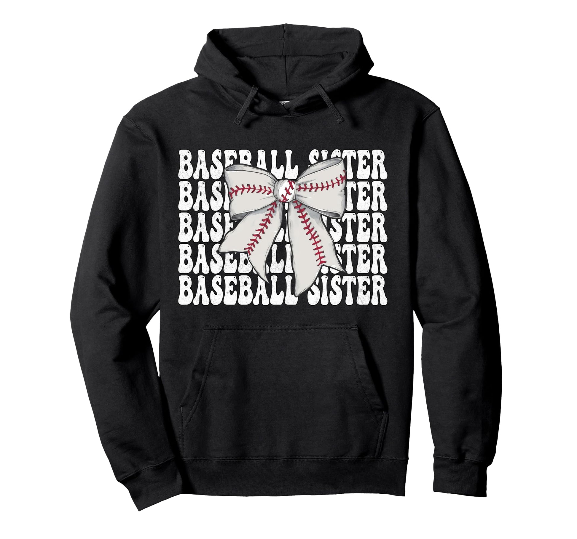 Baseball Sister Baseball Coquette Bow Hoodie - Unique Graphic Men Women - T-Shirt, Sweatshirt, Hoodie
