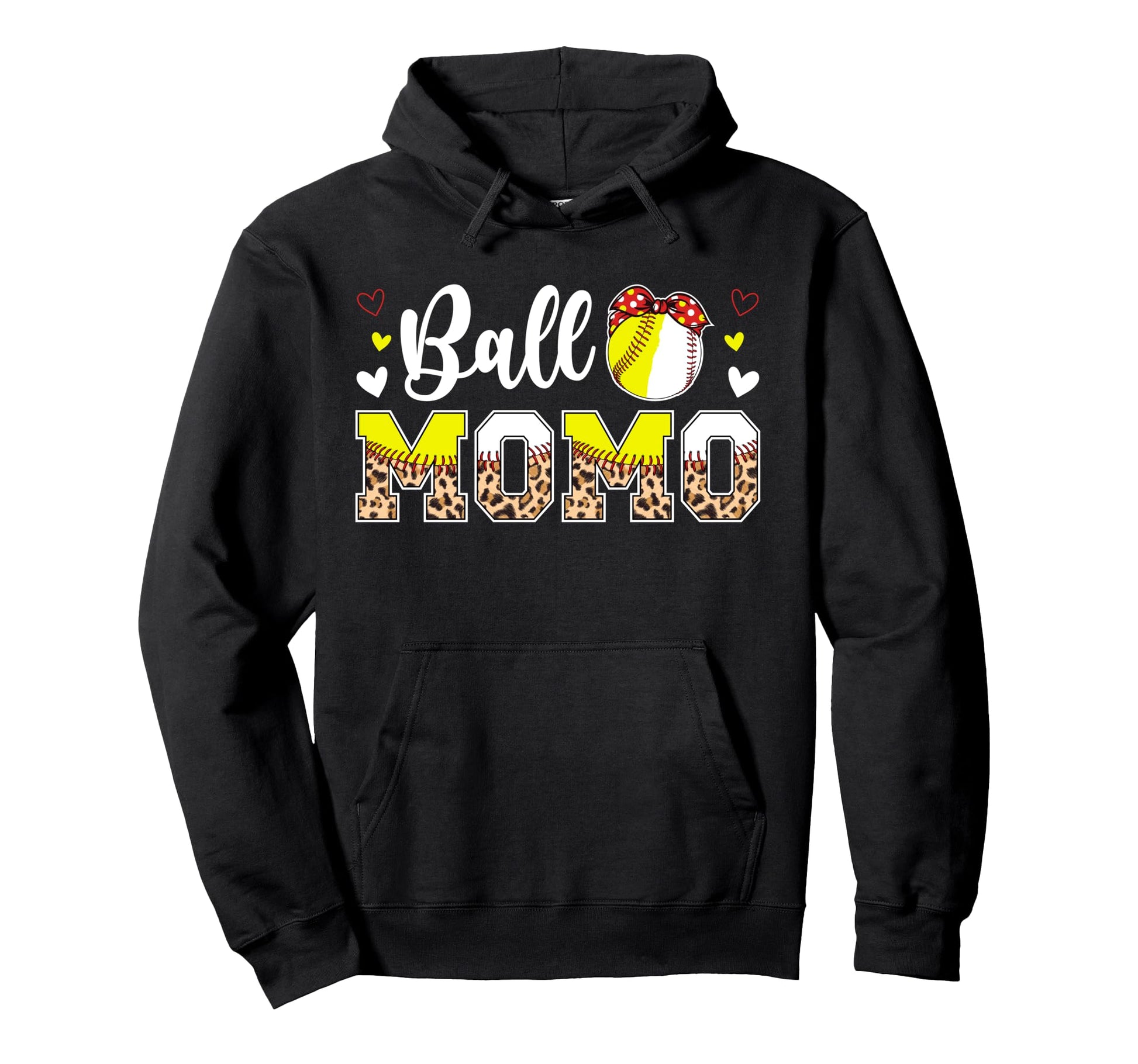 Ball Momo Leopard Softball Hoodie - Casual Everyday Wear Men Women - T-Shirt, Sweatshirt, Hoodie