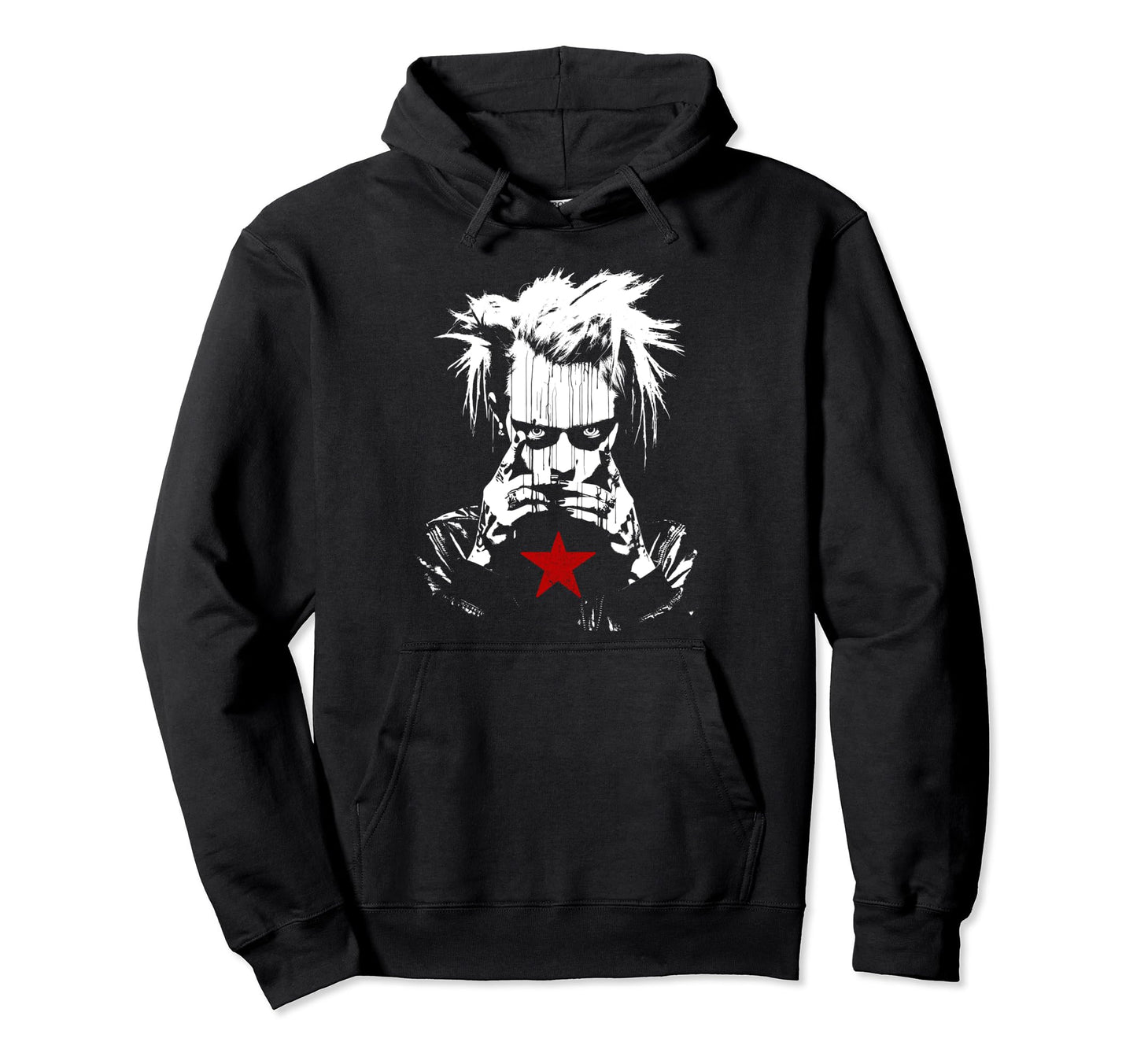 Grunge Distressed Punk And Red Color Hoodie - Minimalist Print Men Women - T-Shirt, Sweatshirt, Hoodie