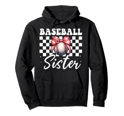 Baseball Sister Baseball Coquette Bow Hoodie - Aesthetic Graphic Men Women - T-Shirt, Sweatshirt, Hoodie