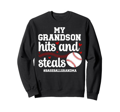 My Grandson Baseball Grandma Sweatshirt - Minimalist Print Men Women - T-Shirt, Sweatshirt, Hoodie