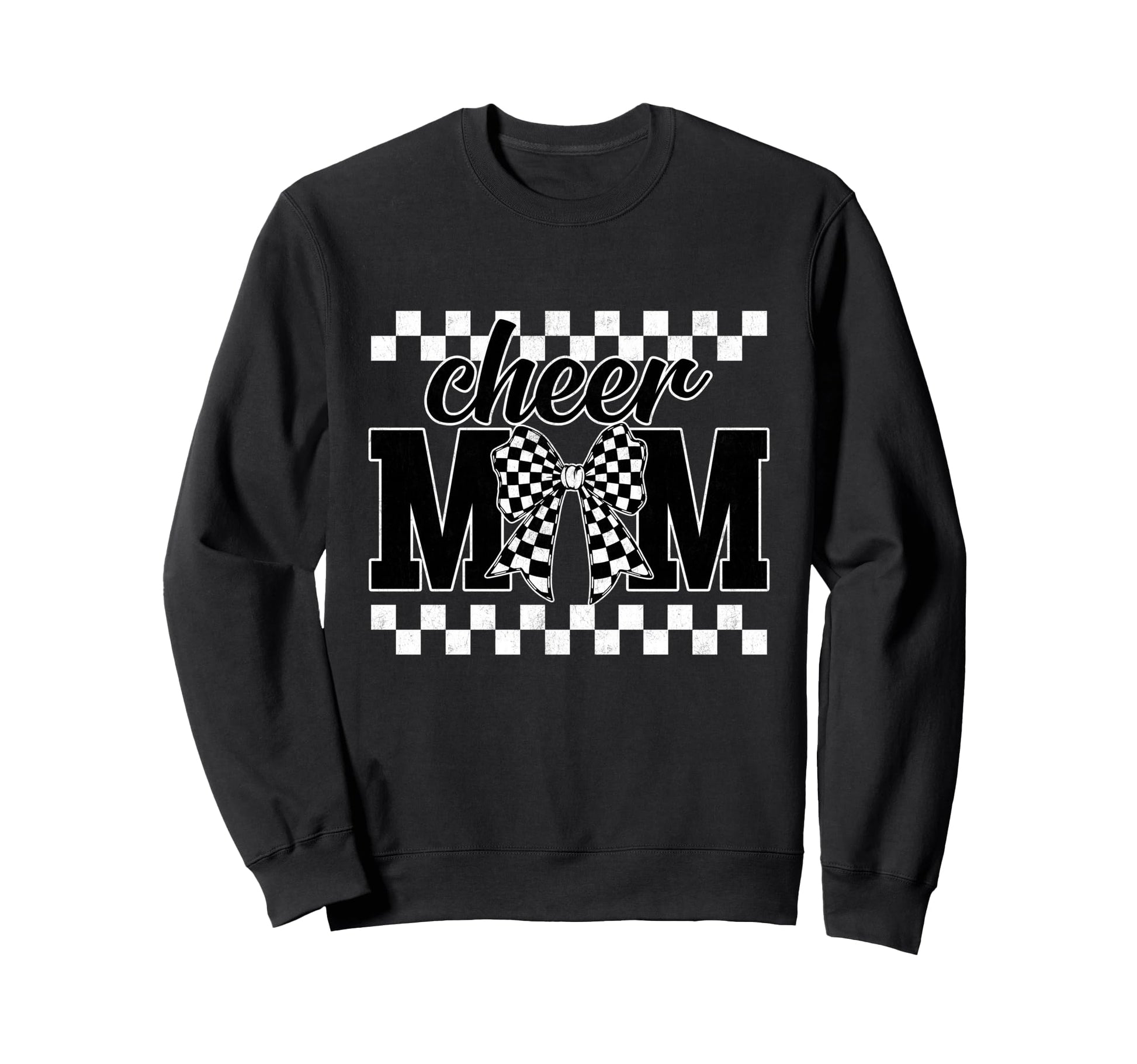 Cheer Mom Checkered Coquette Bow Sweatshirt - Custom Art Print Men Women - T-Shirt, Sweatshirt, Hoodie
