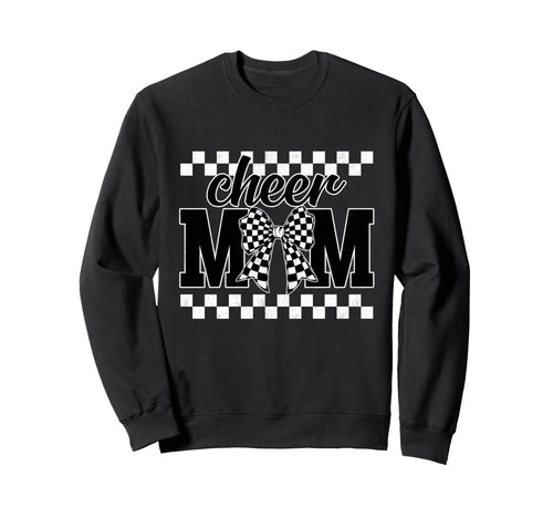 Cheer Mom Checkered Coquette Bow Sweatshirt - Custom Art Print Men Women - T-Shirt, Sweatshirt, Hoodie